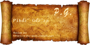 Pikó Géza névjegykártya